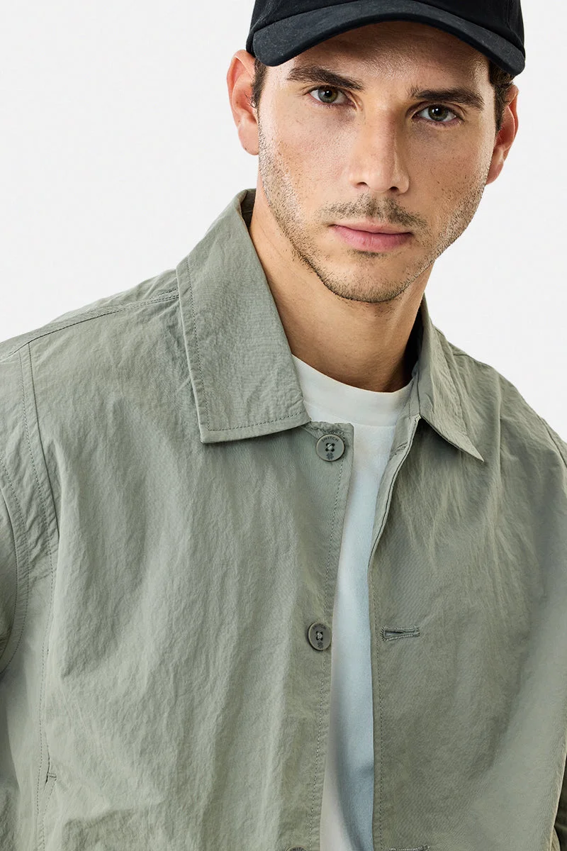 SNITCH Green Crushed Bomber Jacket for Men | Best Price UAE